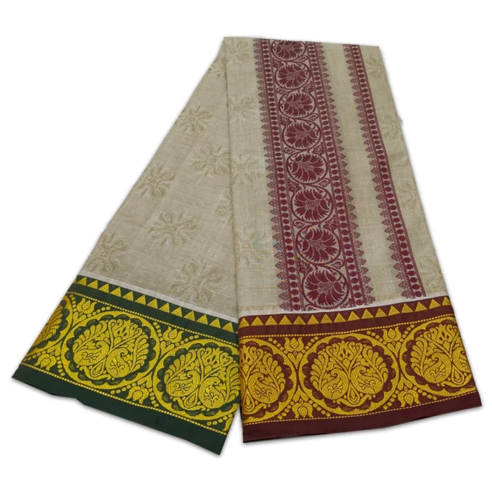Premium Full Embose Cotton Colour Dhoti with Towel 9X5 - Image 2