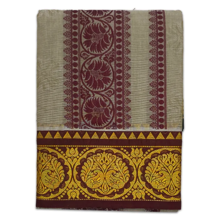 Premium Full Embose Cotton Colour Dhoti with Towel 9X5 - Image 1