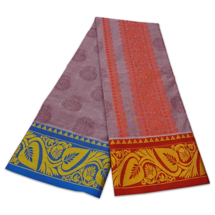 Premium Full Embose Cotton Colour Dhoti with Towel 9X5 - Image 2