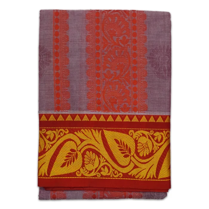 Premium Full Embose Cotton Colour Dhoti with Towel 9X5 - Image 1