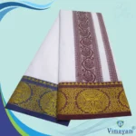 Fancy Design Embose white Premium Quality Cotton Dhoti 9X5 - Image 2