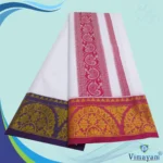 Flowers Design Embose white Premium Quality Cotton Dhoti 9X5 - Image 2