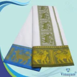Deer Design Embose white Premium Quality Cotton Dhoti 9X5 - Image 2