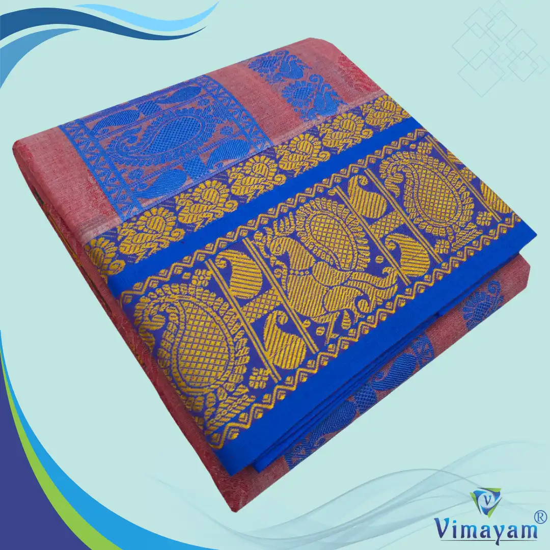 Embose cherry Premium Embose Cotton Colour Dhoti with Towel 9X5 - Image 1