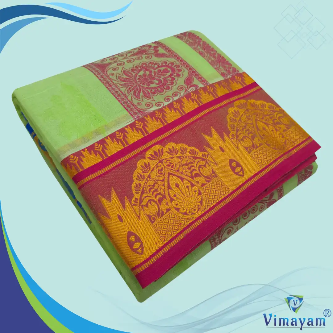 Embose pista Premium Embose Cotton Colour Dhoti with Towel 9X5 - Image 1