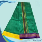 Light Green Colour art Silk MayilKan Colour Dhoti - Image 2