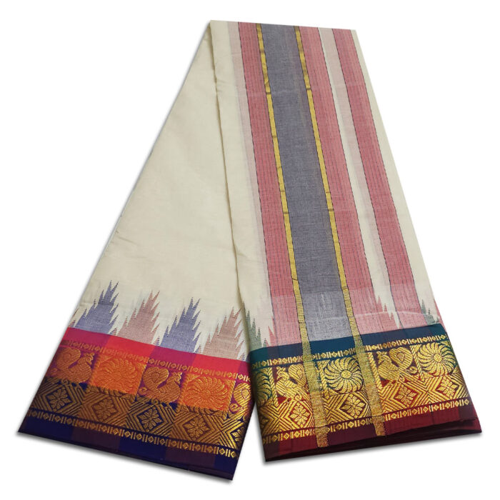 Kanchi Cotton Best Quality Handloom Made Pure Cotton Vaishnava Dhoti - Image 2