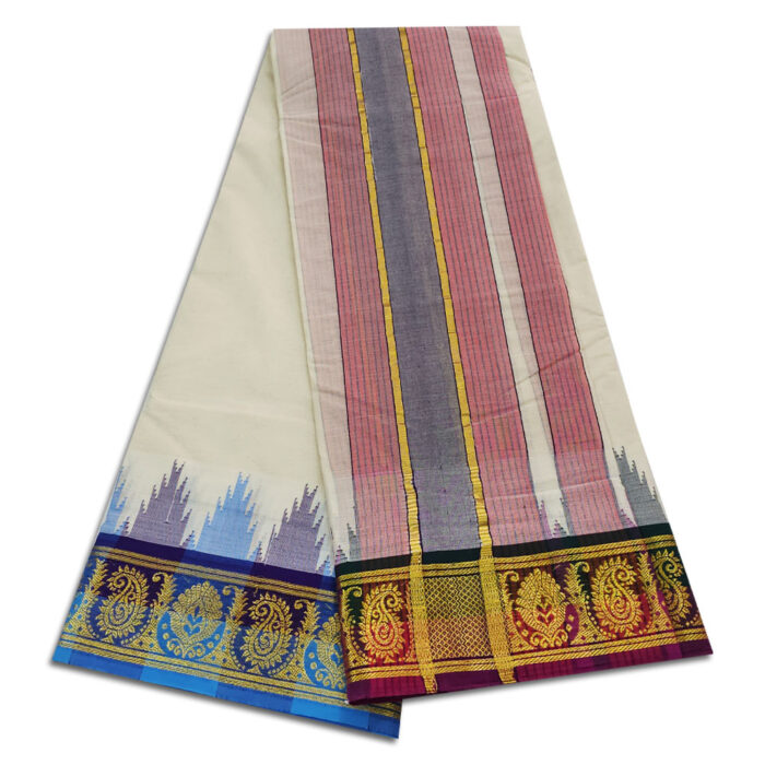 Kanchi Cotton Best Quality Handloom Made Pure Cotton Vaishnava Dhoti - Image 2