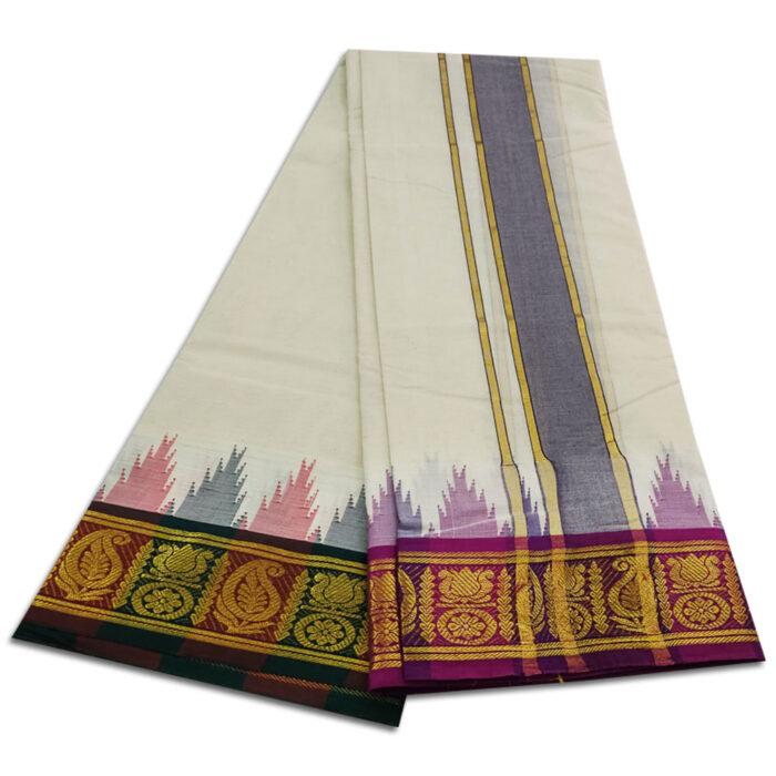 Kanchi Cotton Best Quality Handloom Made Pure Cotton Dhoti - Image 2