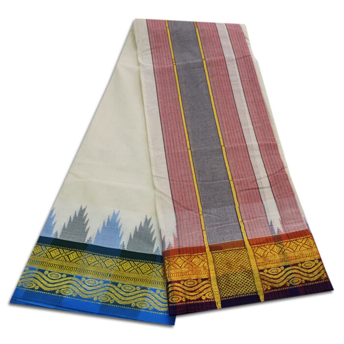 Kanchi Cotton Best Quality Handloom Made Pure Cotton Vaishnava Dhoti - Image 2