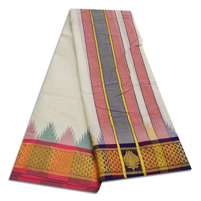 Kanchi Cotton Best Quality Handloom Made Pure Cotton Vaishnava Dhoti - Image 2