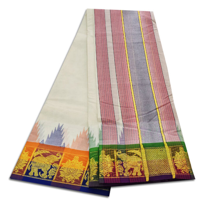 Kanchi Cotton Best Quality Handloom Made Pure Cotton Vaishnava Dhoti - Image 2
