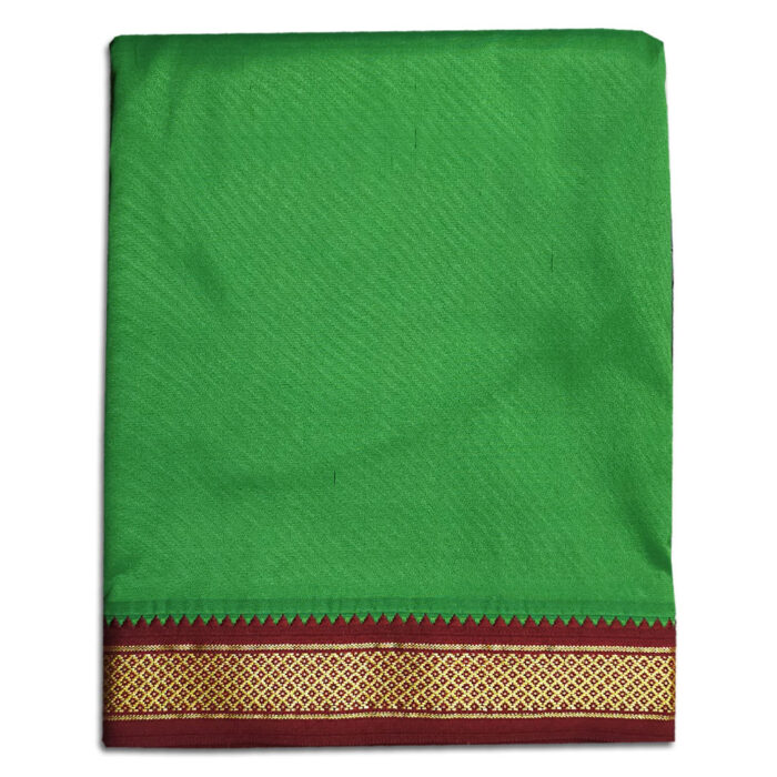 Light Green Colour art Silk MayilKan Colour Dhoti - Image 1