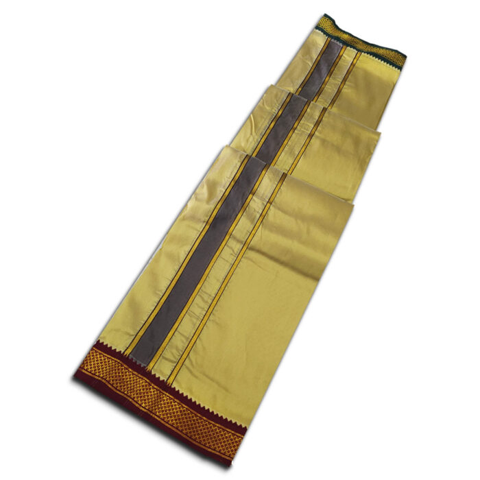 Khakki Colour art Silk MayilKan Colour Dhoti - Image 2