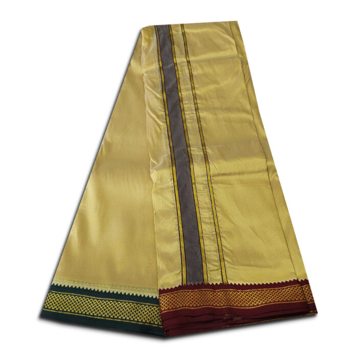 Khakki Colour art Silk MayilKan Colour Dhoti - Image 3