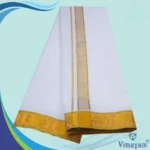 Golden Tissue Zari Border Premium Quality Cotton Dhoti - Image 2