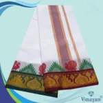 Temple Border White Premium Quality Dhoti - Image 2