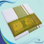 Pure Cotton Dhoti Premium Quality with Olive Green and Matching Border