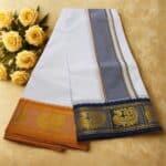 Pure Cotton Dhoti Premium Quality with Blue and Matching Border - Image 2
