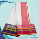 Temple Border White Premium Quality Dhoti 9X5 - Image 3