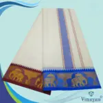 Blue and Maroon Border Dhoti(Assorted Border Designs) - Image 2