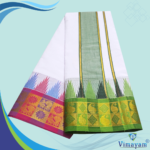 Double Colour Temple Border Premium Quality Cotton Dhoti - Image 3