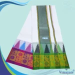 Double Colour Temple Border Premium Quality Cotton Dhoti - Image 4