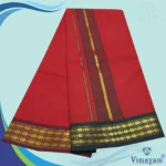 Red Color Dhoti with Udraj/Coin Border Dhoti - Image 2