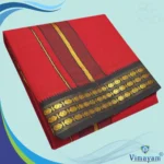 Red Color Dhoti with Udraj/Coin Border Dhoti