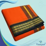 Orange Color Dhoti with Udraj/Coin Border Dhoti