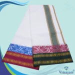 Temple Border Pure White Dhoti 9X5 - Image 2