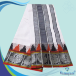 Double Colour Temple Border Premium Quality Cotton Dhoti - Image 2