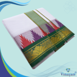 Double Colour Temple Border Premium Quality Cotton Dhoti - Image 2