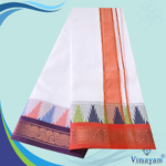 Double Colour Temple Border Premium Quality Cotton Dhoti - Image 3