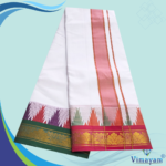Double Colour Temple Border Premium Quality Cotton Dhoti - Image 4