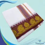 Maroon and Green Border Dhoti(Assorted Border Designs)
