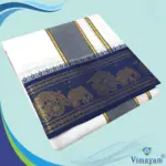 Premium quality Blue and Rose Border Dhoti(Assorted border Designs)