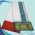 Premium quality Sumathi Green and Red Border Dhoti(Assorted border Designs) - Image 2