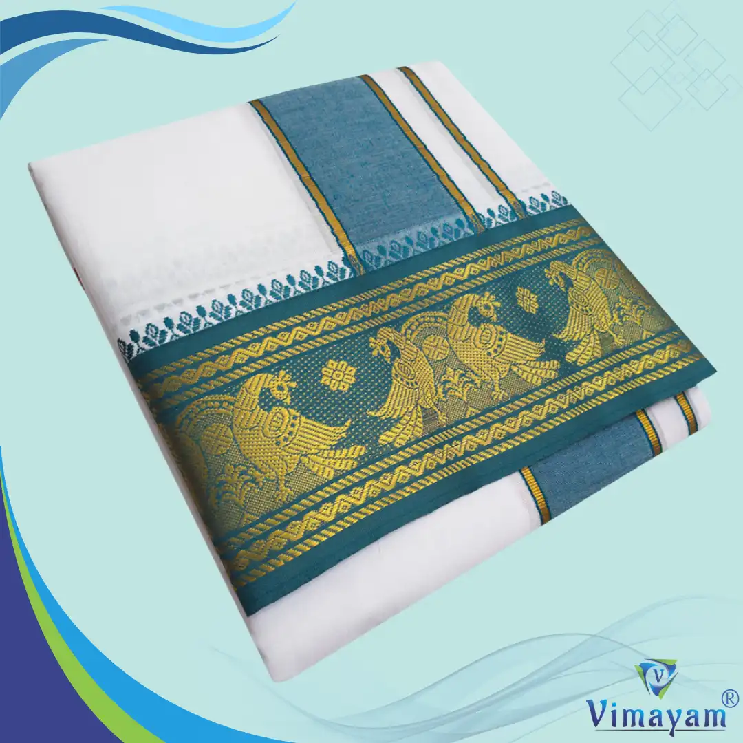 Sumathi Red Premium quality Sumathi Green and Red Border Dhoti(Assorted border Designs) - Image 1