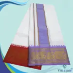 Premium quality Lavender and Red Border Dhoti(Assorted border Designs) - Image 2