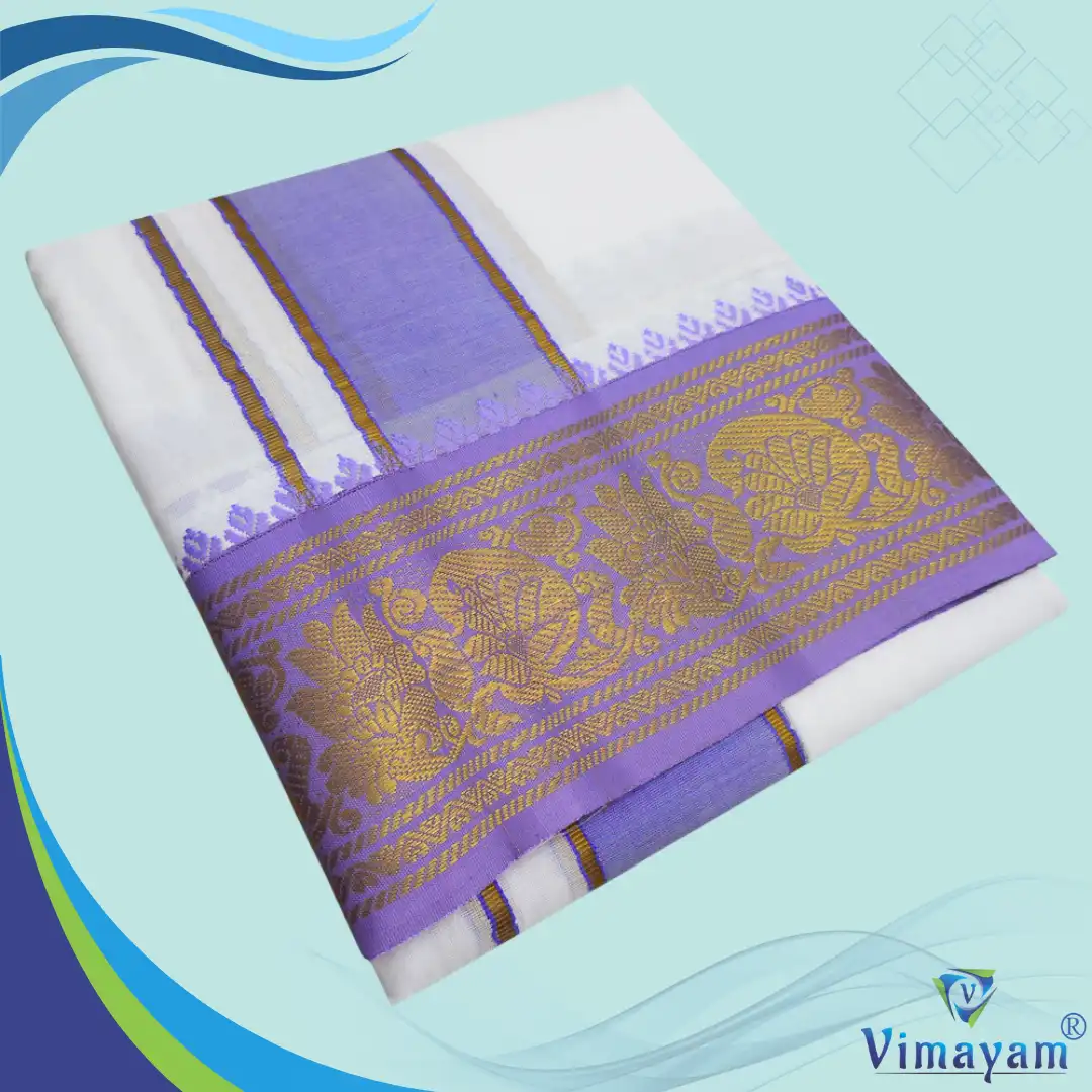 Violet Red Premium quality Lavender and Red Border Dhoti(Assorted border Designs) - Image 1