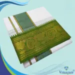 Premium quality Green and Orange Border Dhoti(Assorted border Designs)