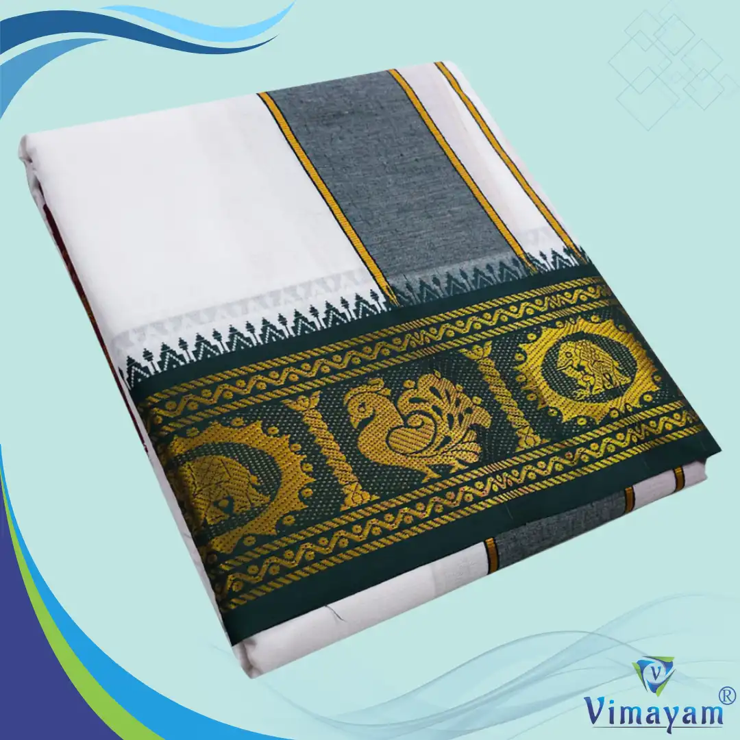 green Maroon-3 Premium quality Green and Maroon Border Dhoti(Assorted border Designs) - Image 1
