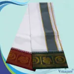 Premium quality Green and Maroon Border Dhoti(Assorted border Designs) - Image 2