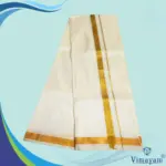 1 inch golden zari premium quality art silk dhoti - Image 2
