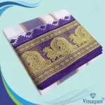 Cotton Dhoti Green and Dark Blue Border
