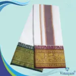 Cotton Dhoti Green and Maroon Border - Image 2