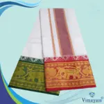 Cotton Dhoti Green and Red Border - Image 2